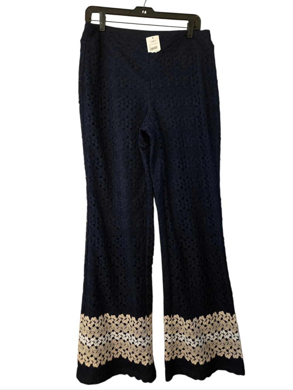 Cato Crocheted  Wide Leg Pants Y2K Navy Boho Peasant Size Medium NWT